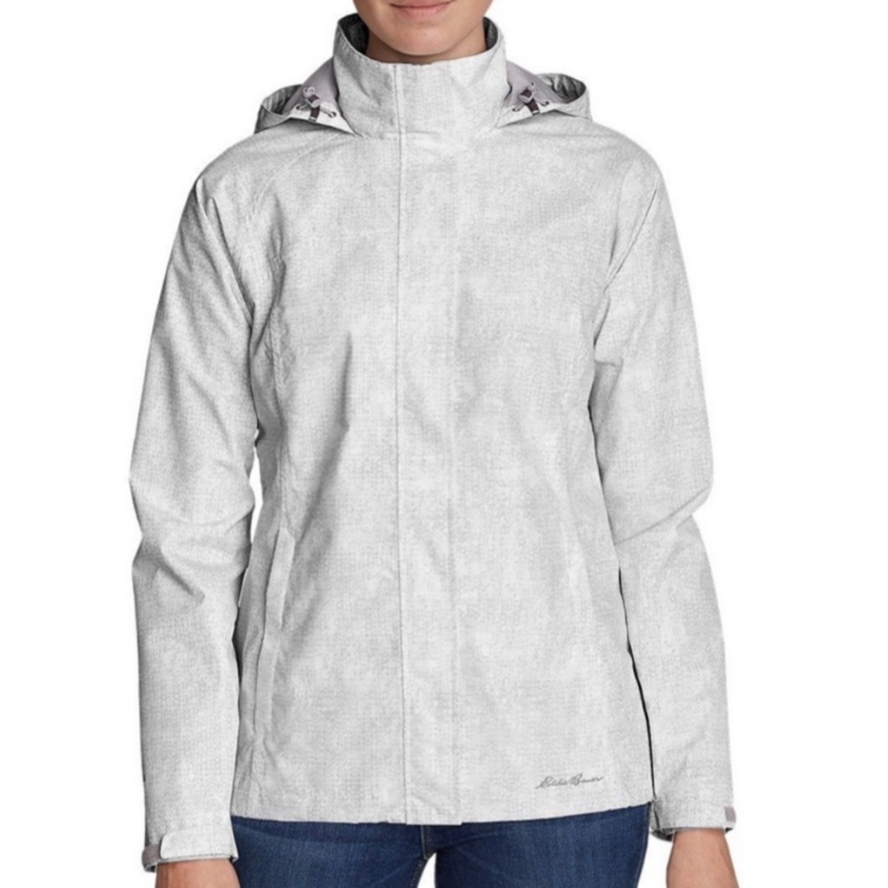 NWT Eddie Bauer Women's Rainfoil Packable Jacket Grey/White - 3XL